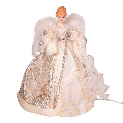 UL 10-Light 16-Inch Sage Casual Angel Tree Topper Gold