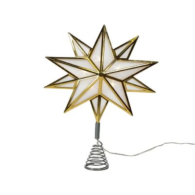 15-Inch 10-Point Warm White LED Gold Star Tree Topper