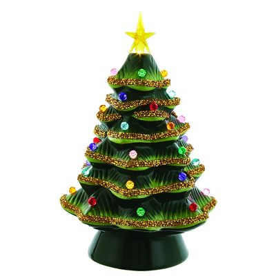 Kurt S. Adler Light Up Gold Glitter Christmas Tree, 12-Inch