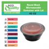 Meal Prep Containers 40oz Round Bowls with Lids, Disposable Food Storage Bento Box, Microwavable, Premium Bowl, Stir Fry, Ramen, Soup | Lunch Box | BPA Free | Freezer / Dishwasher Safe (Black, 100) view 2