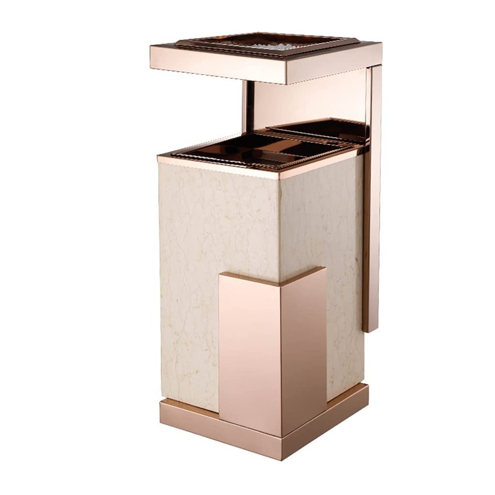 Cigarette Butt Receptacle Marble Trash Can Hotel Lobby Vertical Trash Bin Corridor Elevator Entrance Ash Bucket Stainless Steel Vertical Ashtray Outdoor Floor Stand Commercial Ashtray (Color : D)