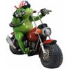 10" L Born to Ride Patriotic USA Biker Frog Riding Red Chopper Motorcycle Statue view 1
