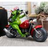 10" L Born to Ride Patriotic USA Biker Frog Riding Red Chopper Motorcycle Statue view 4