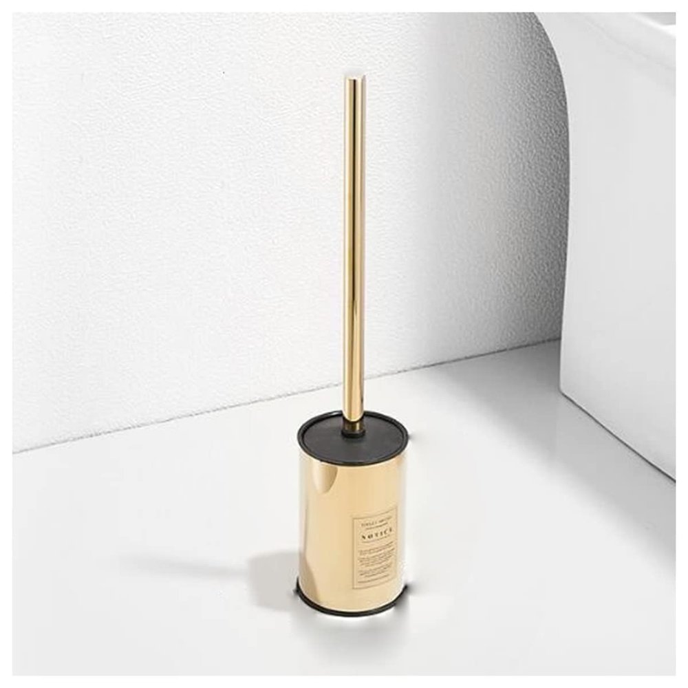 TYZK Shower Shelves Stainless Steel Black Toilet Scrub Cleaning Brush Set, Gold Toilet Brush Holder with Brush Bathing Accessories (Color : Gold)
