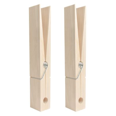 2 Wooden Clothespins, 12-Inch Giant Clothespin Towel Rack, Wooden Natural Giant Clothespins for DIY Crafts, Wedding and Bathroom Decoration (Log)