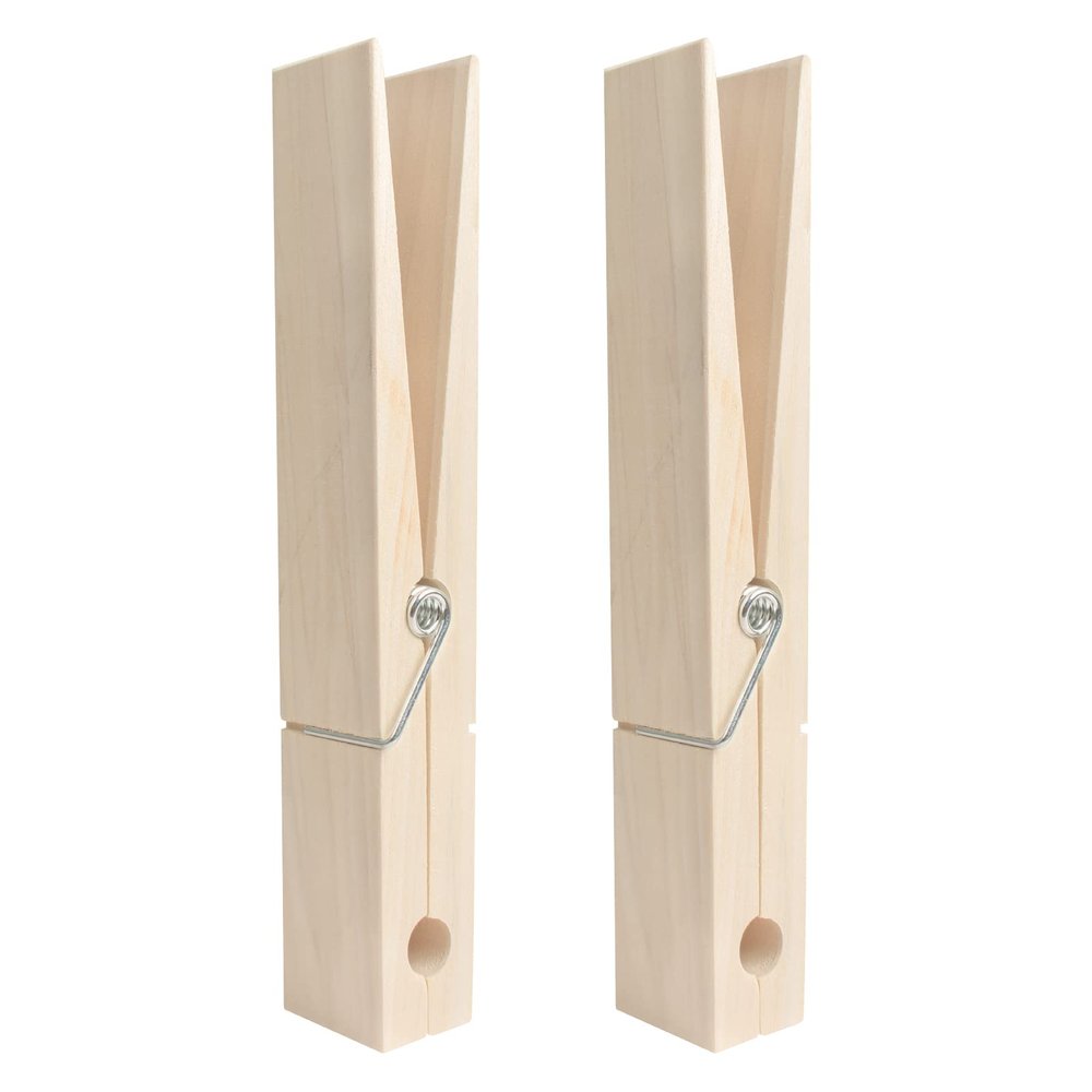 2 Wooden Clothespins, 12-Inch Giant Clothespin Towel Rack, Wooden Natural Giant Clothespins for DIY Crafts, Wedding and Bathroom Decoration (Log)