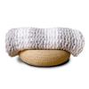 Adyrescia Chunky Knit Blanket Throw | 100% Hand Knit with Jumbo Chenille Yarn (50"x60", Gray and White Stripes) view 1