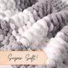 Adyrescia Chunky Knit Blanket Throw | 100% Hand Knit with Jumbo Chenille Yarn (50"x60", Gray and White Stripes) view 4