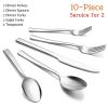 10-Piece Silverware Set, E-far Stainless Steel Flatware Set Service for 2, Modern Tableware Cutlery Set for Home and Restaurant, Square Edge & Mirror Finish, Dishwasher Safe view 2