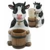 Farm Bovine Holstein Cow Wood Barrel Toothpick Holder with Toothpicks view 4