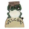 12" H Green Frog Prince Holding 'Kiss Me' and 'Welcome' Sign view 1