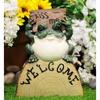12" H Green Frog Prince Holding 'Kiss Me' and 'Welcome' Sign view 2
