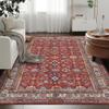 Rugland 5x7 Area Rugs - Stain Resistant Washable Rugs 5x7, Anti Slip Backing Low Pile Rugs for Living Room, Bedroom, Vintage Tribal Area Rugs, Burgundy view 1