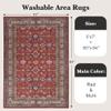 Rugland 5x7 Area Rugs - Stain Resistant Washable Rugs 5x7, Anti Slip Backing Low Pile Rugs for Living Room, Bedroom, Vintage Tribal Area Rugs, Burgundy view 2