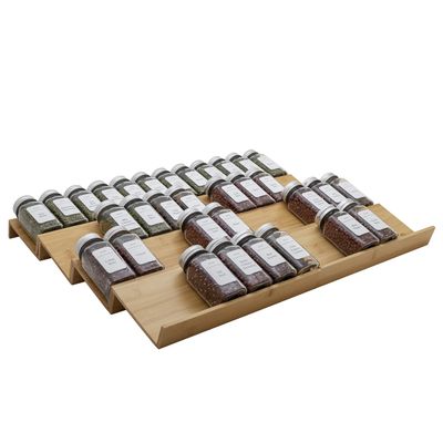 Angimio Bamboo Spice Rack Drawer Organizer - 8 Pieces Set- 11" Wide Per Piece - Combine Pieces Into 22" Wide Rack (11" or 22")