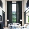 Fcosie Extra Long Curtains 10-24 ft Length, Natural Linen Blend Drapes for High Living Room Bedroom Loft, Privacy High Ceiling Drapery with Grommet Top, 1 Panel, 50" Wx168 L, Black view 1