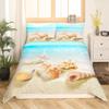 Blue Ocean Duvet Cover Set Twin Size,Seashell Starfish Bedding Set 2pcs for Kids Teens Girls Room Decor, Summer Beach Comforter Cover Hawaiian Vacation Quilt Cover with 1 Pillowcase view 2
