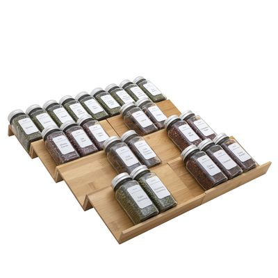 Angimio Bamboo Spice Rack Drawer Organizer - 8 Piece Set - 8" or 16" Wide