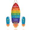 IARTTOP Cartoon Universe Rocket Wood Sign for Playroom Rule Wooden Hanging, Funny Outer Space Wall Decor for Boy Room, Universe Space Wall Art Door Sign, Rocket Shape Nursery Art Kids Game Room Decor view 1