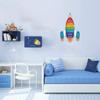 IARTTOP Cartoon Universe Rocket Wood Sign for Playroom Rule Wooden Hanging, Funny Outer Space Wall Decor for Boy Room, Universe Space Wall Art Door Sign, Rocket Shape Nursery Art Kids Game Room Decor view 2
