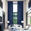 Fcosie Extra Long Curtains 10-24 ft Length, Natural Linen Blend Drapes for High Living Room Bedroom Loft, Privacy High Ceiling Drapery with Grommet Top, 1 Panel, 50" Wx168 L, Navy Blue view 1