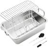 15 Inch Stainless Steel Roasting Pan with V-Shaped Rack and Turkey Baster - Rectangular Roaster for Turkey, Chicken, Vegetables - Fits 20lb Turkey view 2