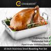 15 Inch Stainless Steel Roasting Pan with V-Shaped Rack and Turkey Baster - Rectangular Roaster for Turkey, Chicken, Vegetables - Fits 20lb Turkey view 3