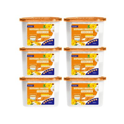 CANAGER Moisture Absorber Box - 6 Packs, 12.5 oz Cup, Jasmine Calendula, Odor Eliminator and Dehumidifier for Closet, Bedroom and Kitchen.