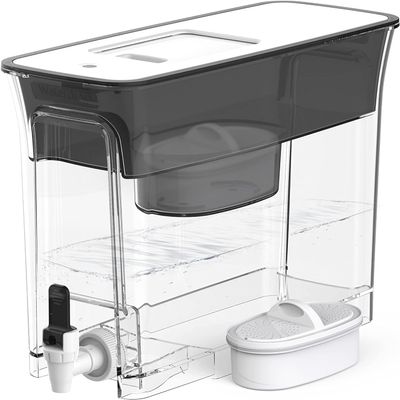 Waterdrop 35-Cup Slim Water Filter Dispenser, Large Capacity Water Filter Pitcher, 200-Gallon Long-Life, 5X Lifetime, Reduces Chlorine, PFOA/PFOS and More, BPA Free, Black (with 1 Filter)