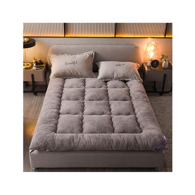 Plush Futon Mattress Floor Mattress Twin Mattress Topper Down Alternative Pillow Topper 10cm Thick Mattress Pad Thicken Sleeping Pad Foldable Roll Up(Grey,180x220cm)