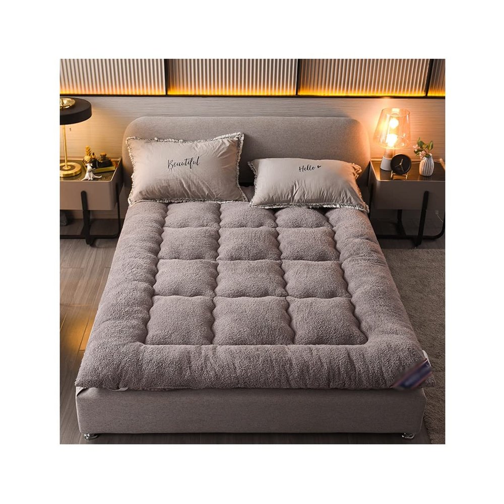 Plush Futon Mattress Floor Mattress Twin Mattress Topper Down Alternative Pillow Topper 10cm Thick Mattress Pad Thicken Sleeping Pad Foldable Roll Up(Grey,100x200cm)