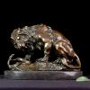 YouFine 100% Bronze Statue Sculpture Bronze Animal Home Decor 10.2" L Figurines of Fight Between Lion and Snake view 3
