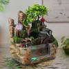 DNYSYSJ Tabletop Fountain,Small Rockery Waterscape Decor|Desktop Fountain Waterfall ATO-mizer with LED Light|Tabletop Sim-ulation R-esin Rockery Water Fountain Bonsai view 2
