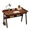 Ytaoka Solid Wood Writing Desk, 47" Mid-Century Modern Walnut Desk, Home Office Computer Desk with 2 Drawers and Storage Shelf, Laptop Desk, Study Table, Work Desk Station view 1