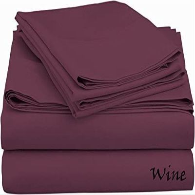 800 TC 4pc Sheet Set 100% Giza Cotton Soft & Smooth Deep Pocket Twin Extra Long Bed Size (39" x 80") Wine Solid Fit Up to 12-14 inch Deep Mattress