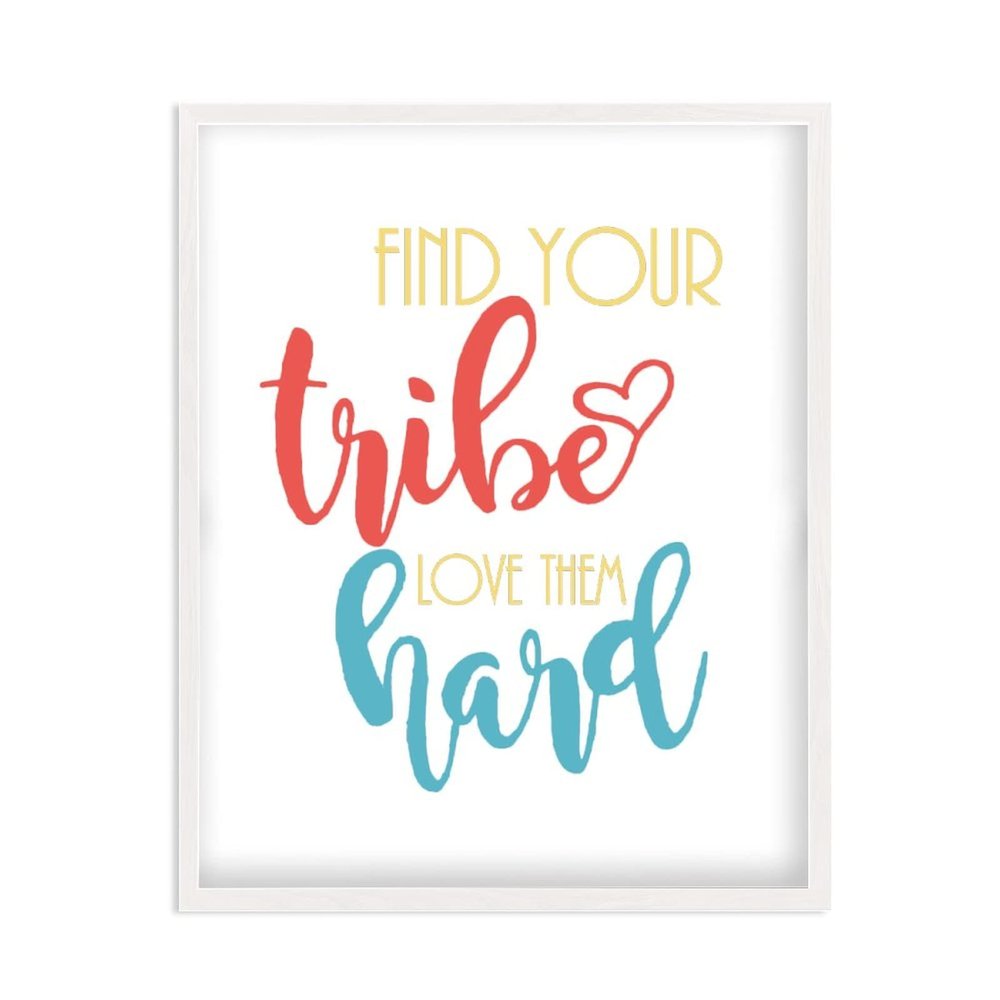 Blessed Friends Rustic Wall Hanging Sign, Find Your Tribe Love Them Hard Wall Art Office/Home/School/Nursery Decoration, Wood Frame Farmhouse Porch Plaque, Birthday Gifts, 16x20 Inch