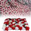 12Pcs Flowers Wall Panel 24x16 3D Flower Wall Decor Silk Flowers for Wedding Photograhpy Venue Rose Plant Artificial Flower Mat Patio Greenery Flower Pillar for Home Garden - White & Red Rose view 3