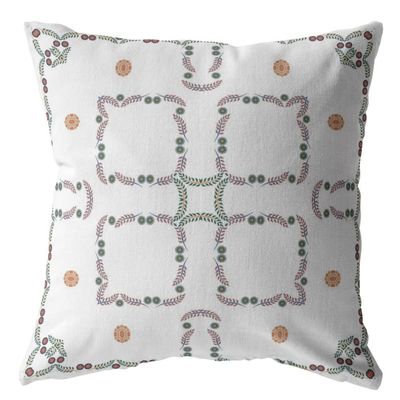 HomeRoots 20 White Floral Decorative Suede Throw Pillow