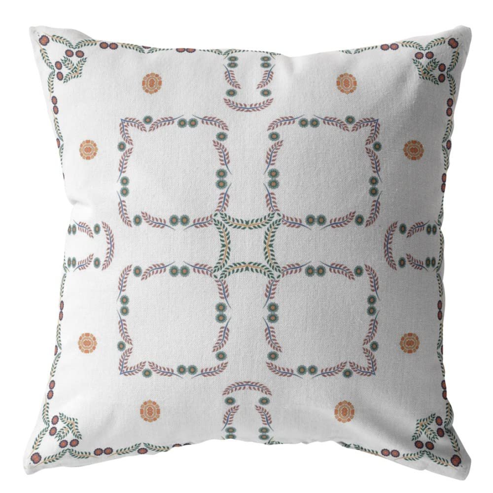 HomeRoots 20 White Floral Decorative Suede Throw Pillow