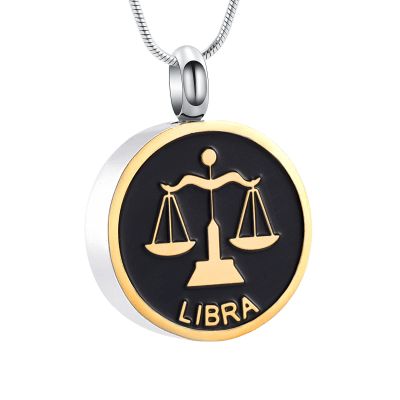 12 Constellation Pattern Stainless Steel Cremation Urn Necklace for Ashes Remembrance Jewelry Memorial Urn Necklace