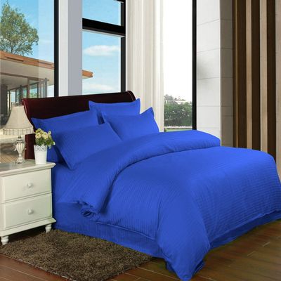 8 Piece Bed in a bag Striped Bedding Duvet & Sheet Set Royal Over Sized Queen Size With Zipper & Corner Ties Set Include - 1 Duvet, 1 Bed Skirt ,1 Flat ,1 Fitted 15'' Deep ,4 Pillowcases & Shams