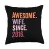 Awesome Wife Since 2016 | 9th wedding anniversary 9 years Throw Pillow view 1