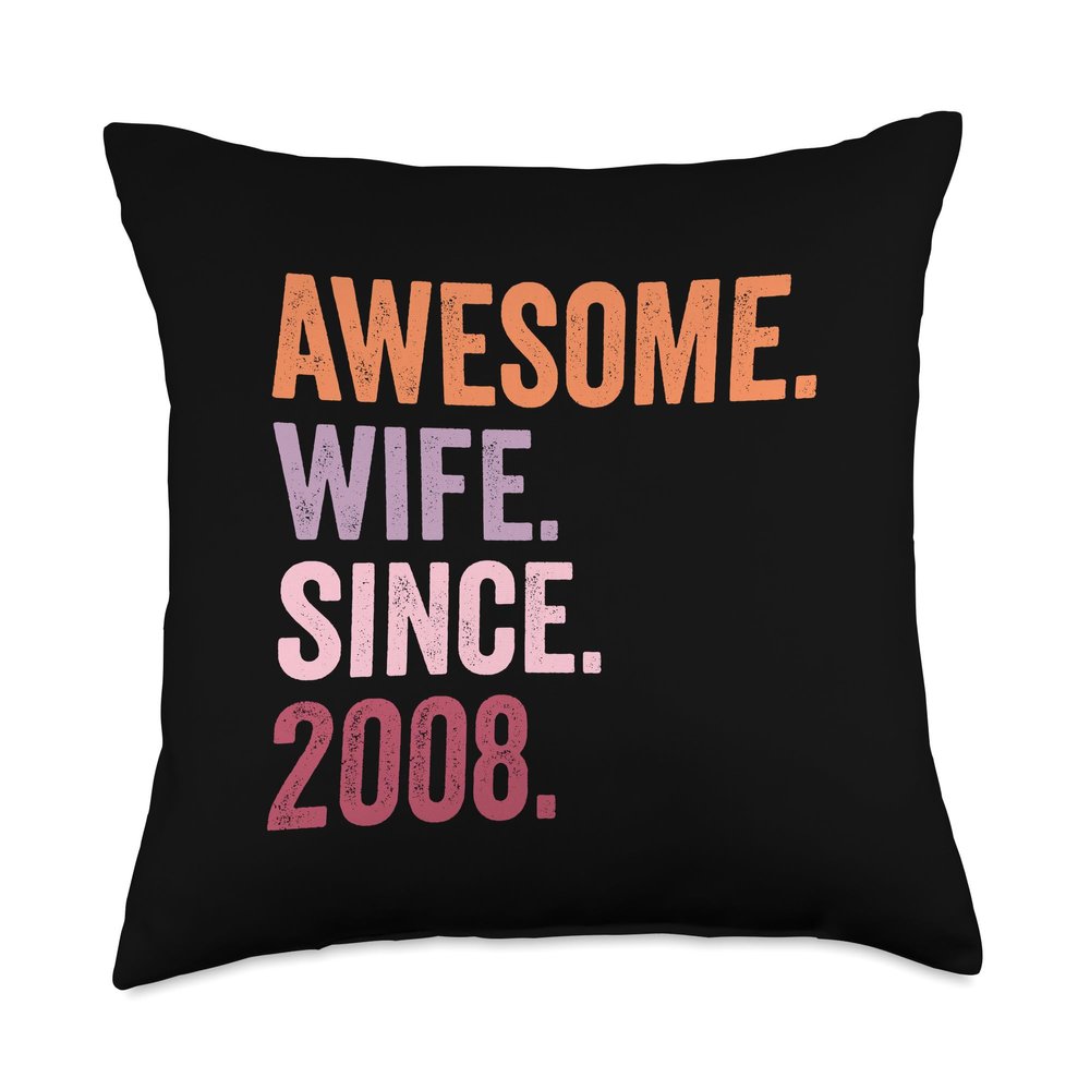 Awesome Wife Since 2008 | 17th wedding anniversary 17 years Throw Pillow