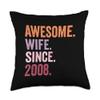 Awesome Wife Since 2008 | 17th wedding anniversary 17 years Throw Pillow view 1