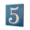 10cm x 7.5cm Blue & White Spanish Hand-painted Ceramic Number Tiles & Filigree Frames (Blue Number 5) view 1