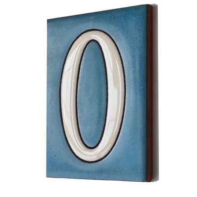 10cm x 7.5cm Blue & White Spanish Hand-painted Ceramic Number Tiles & Filigree Frames (Blue Number 0)