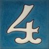 10cm x 7.5cm Blue & White Spanish Hand-painted Ceramic Number Tiles & Filigree Frames (Blue Number 4) view 2