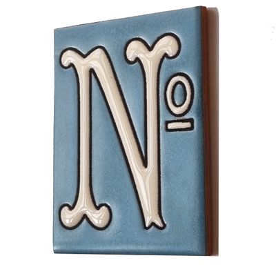 10cm x 7.5cm Blue & White Spanish Hand-painted Ceramic Number Tiles & Filigree Frames (Blue No Sign)