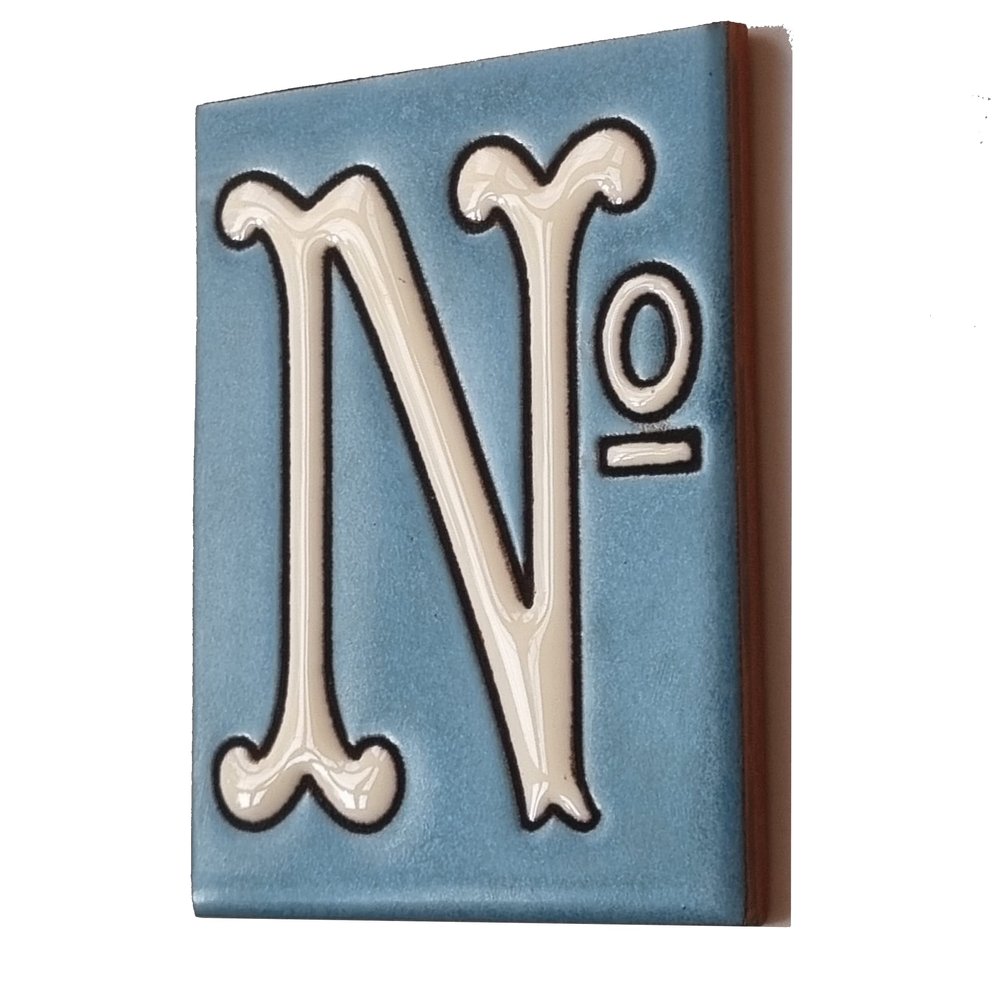 10cm x 7.5cm Blue & White Spanish Hand-painted Ceramic Number Tiles & Filigree Frames (Blue No Sign)