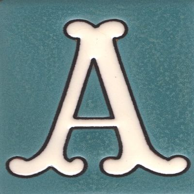 10cm x 7.5cm Blue & White Spanish Hand-painted Ceramic Number Tiles & Filigree Frames (Blue Letter A)